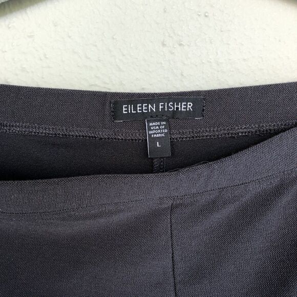 Eileen Fisher Pants L Gray Crepe Pull On Ankle Slim Straight Minimalist Preppy - Picture 4 of 15